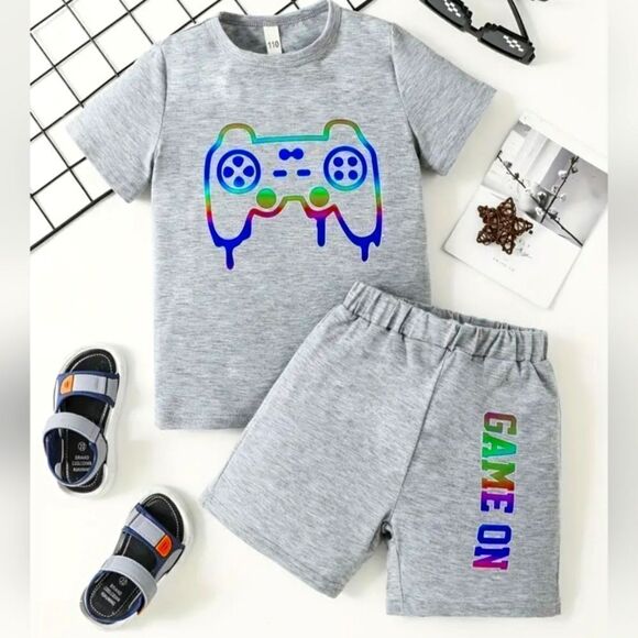 Retro Boys printed two-piece short set sz 5-6Y - Picture 1 of 6